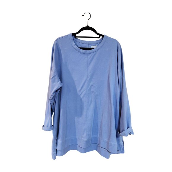 Lands End Womens Long Sleeve Tunic Shirt 3X Cotton Blend Relaxed Fit - Picture 1 of 3